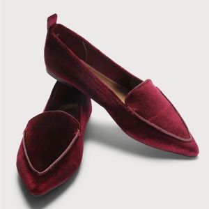 Emmy Wine Red Velvet Pointed Loafers by Lulus sz 7